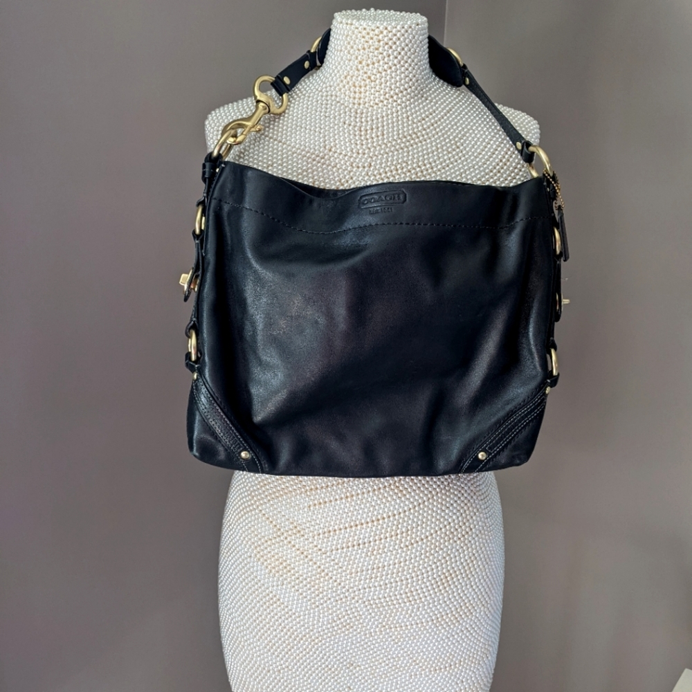 Authentic black leather Coach handbag